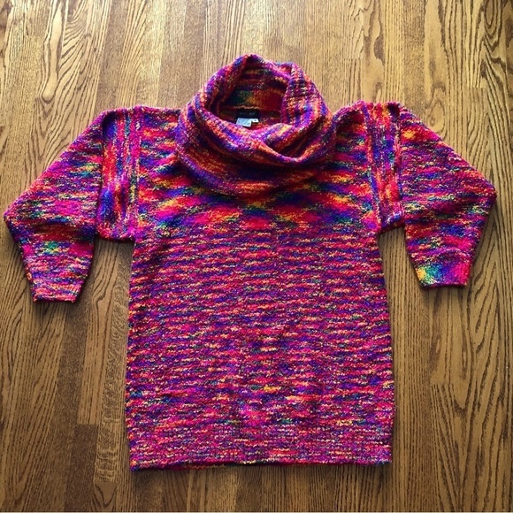 Vintage Simon Chang cowl neck rainbow sweater - Picture 6 of 9
